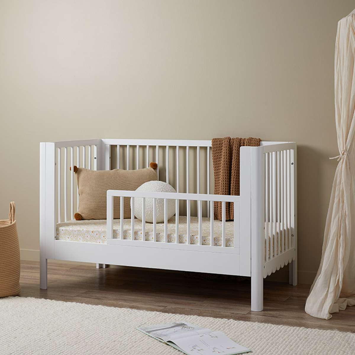 Maisie Cot Toddler Bed Half Frame - White - Mocka New Zealand