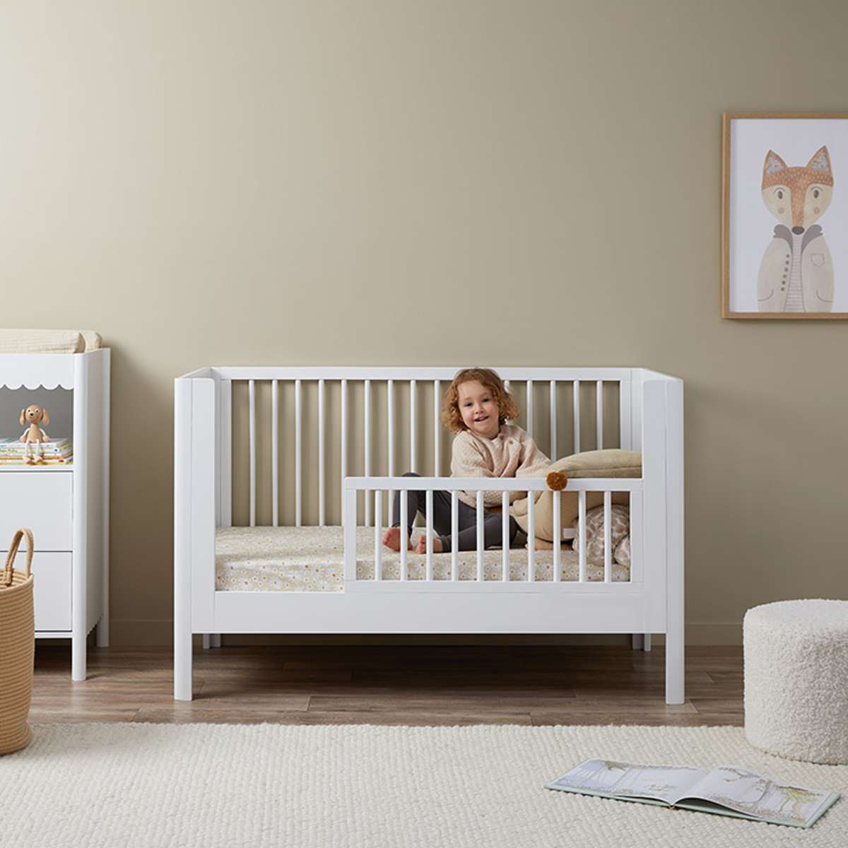 Maisie Cot Toddler Bed Half Frame - White - Mocka New Zealand