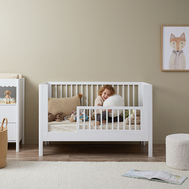 Maisie Cot Toddler Bed Half Frame - White - Mocka New Zealand