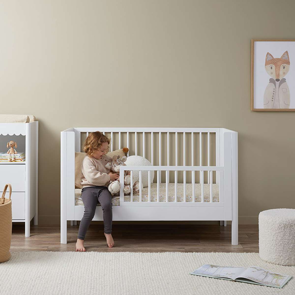 Maisie Cot Toddler Bed Half Frame - White - Mocka New Zealand