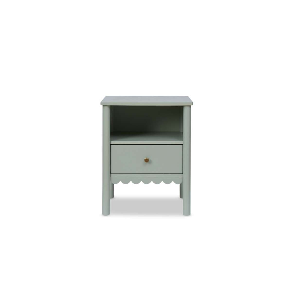 Maisie Scalloped Bedside Table - Sage Green | Mocka NZ