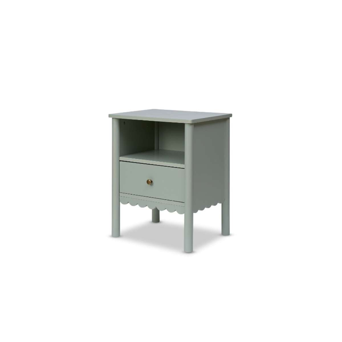 Maisie Scalloped Bedside Table - Sage Green | Mocka NZ