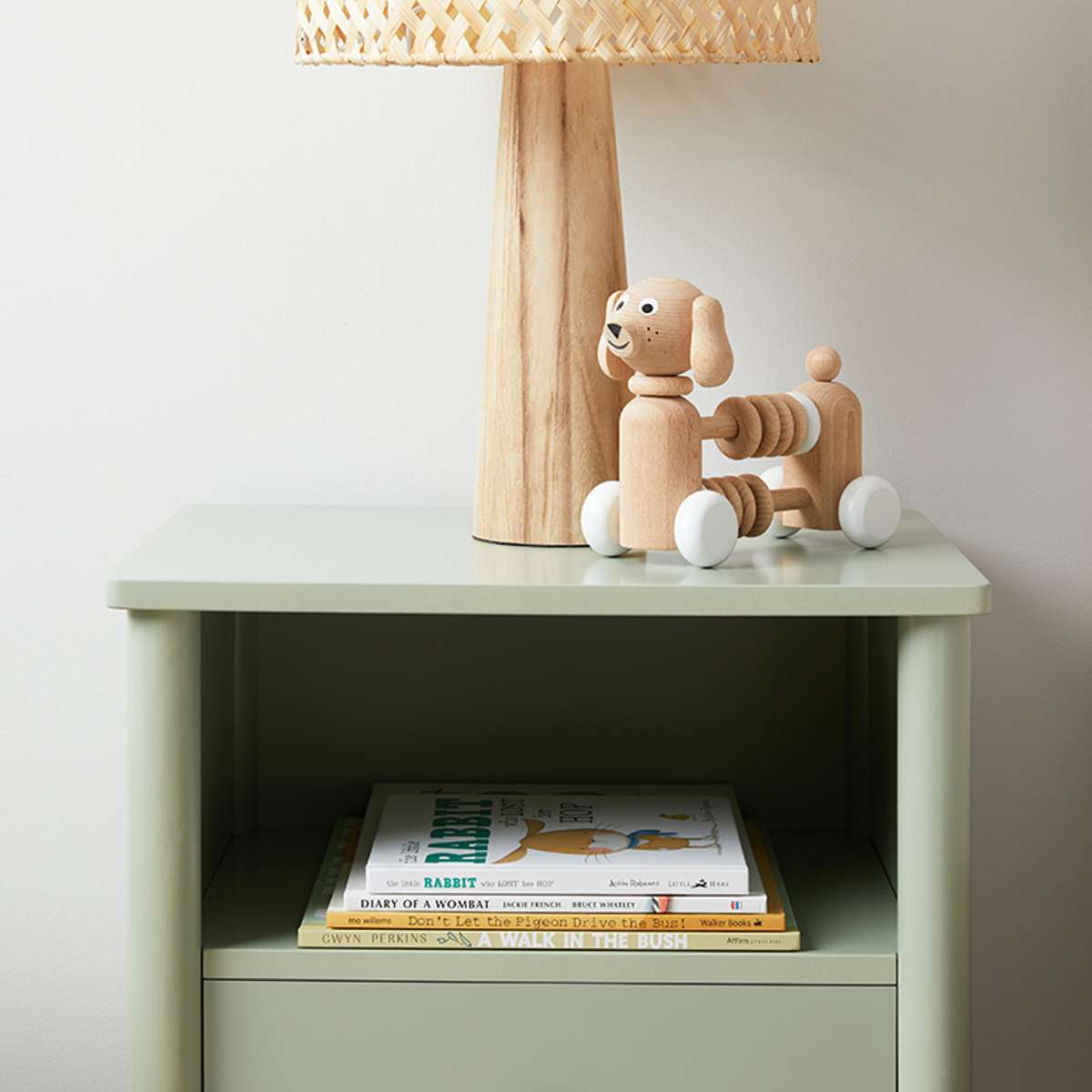 Maisie Scalloped Bedside Table - Sage Green | Mocka NZ