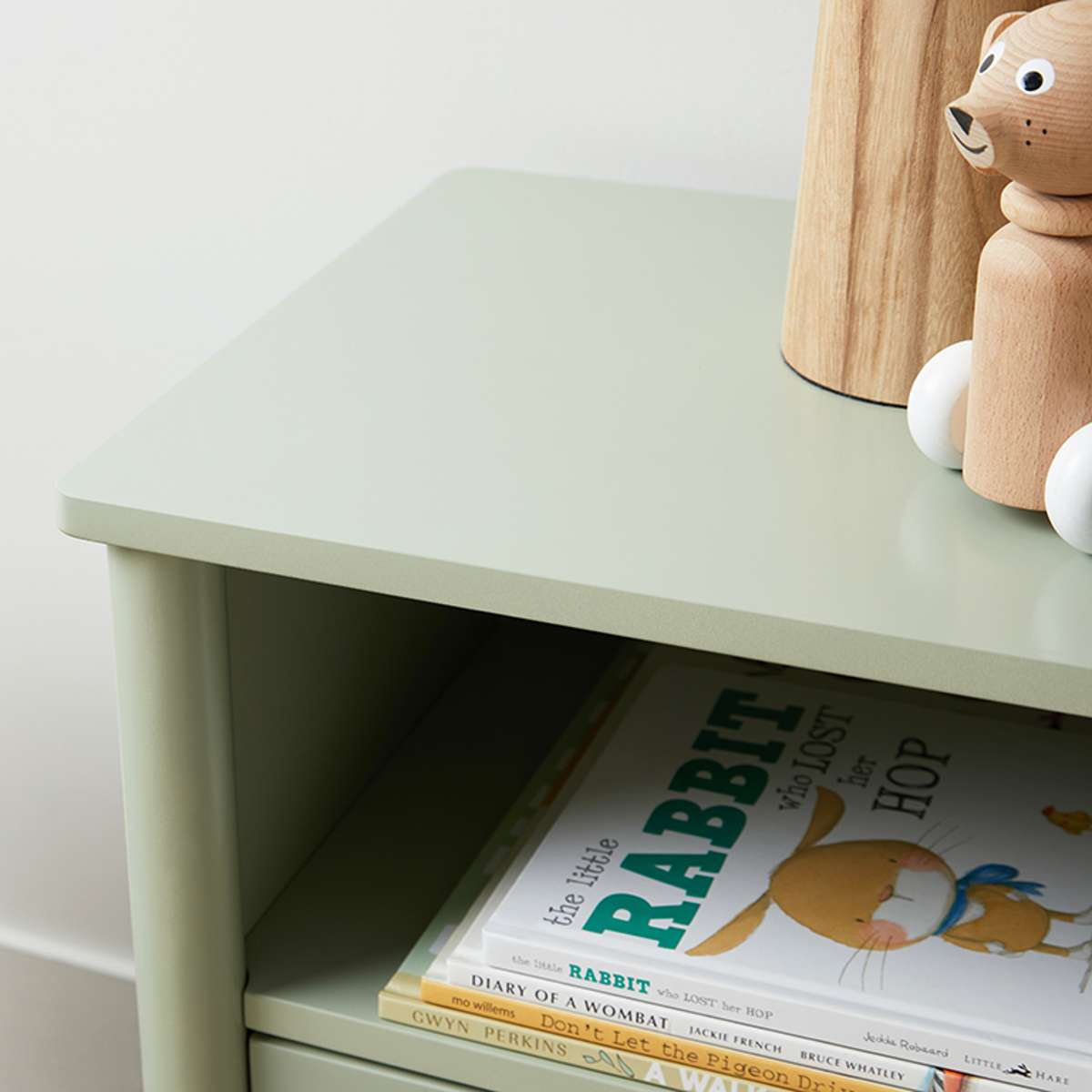 Maisie Scalloped Bedside Table - Sage Green | Mocka NZ