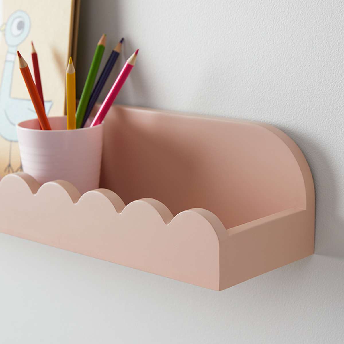 Sarah Scalloped Wall Shelf - Pink - Mocka New Zealand