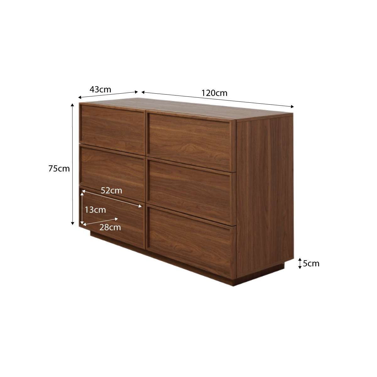 Osaka Six Drawer - Walnut - Mocka New Zealand