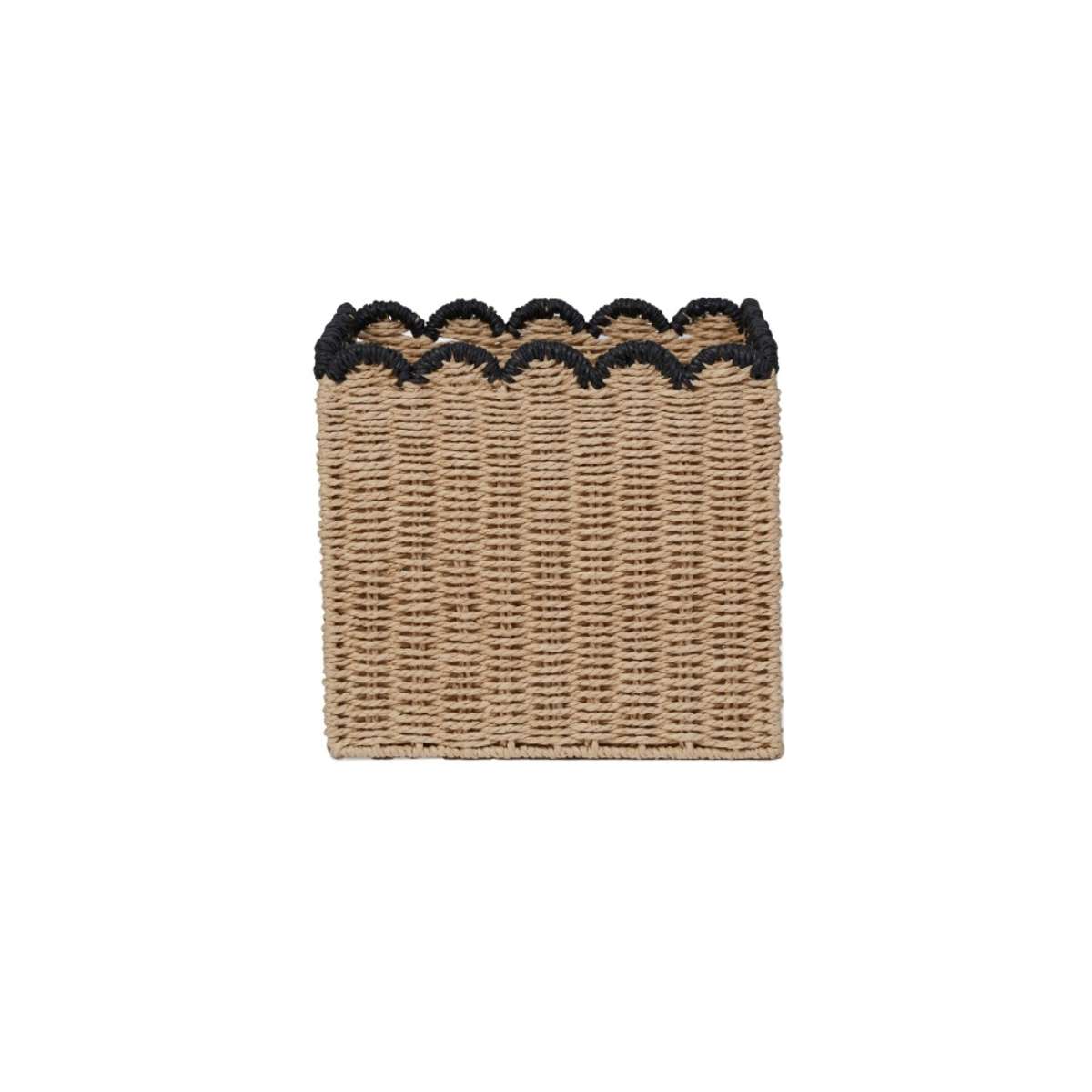 Scalloped Black Tip Cube Basket - Mocka New Zealand