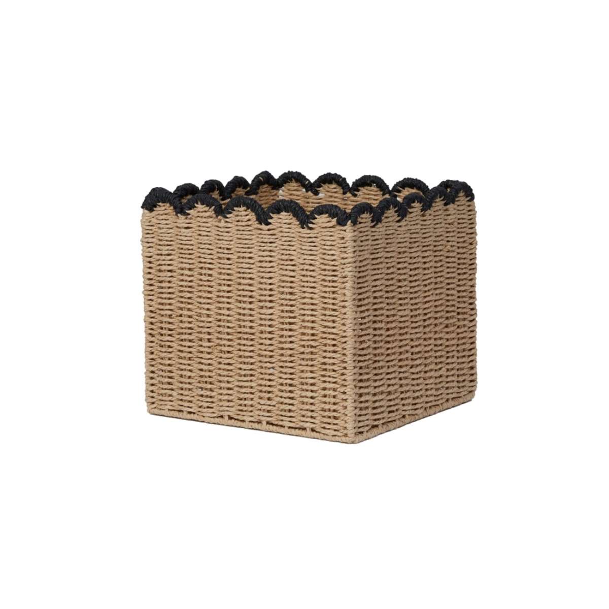 Scalloped Black Tip Cube Basket - Mocka New Zealand