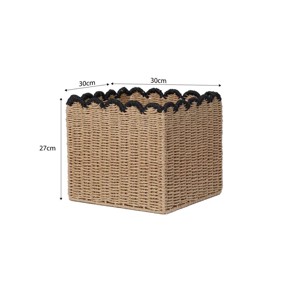 Scalloped Black Tip Cube Basket - Mocka New Zealand