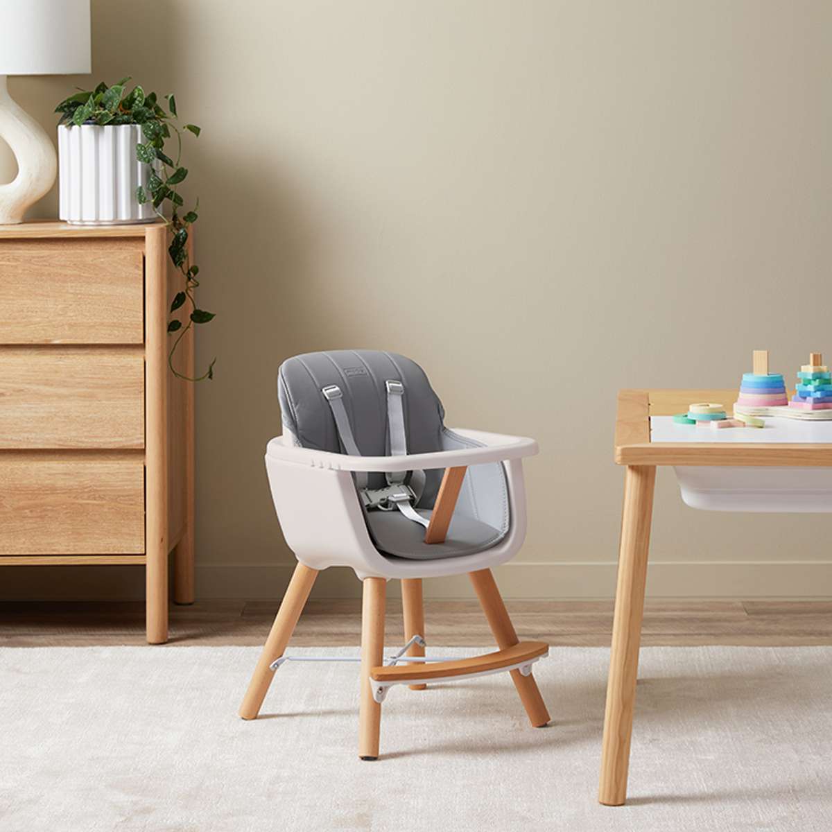 Jenson Natural Highchair - Grey - Mocka New Zealand