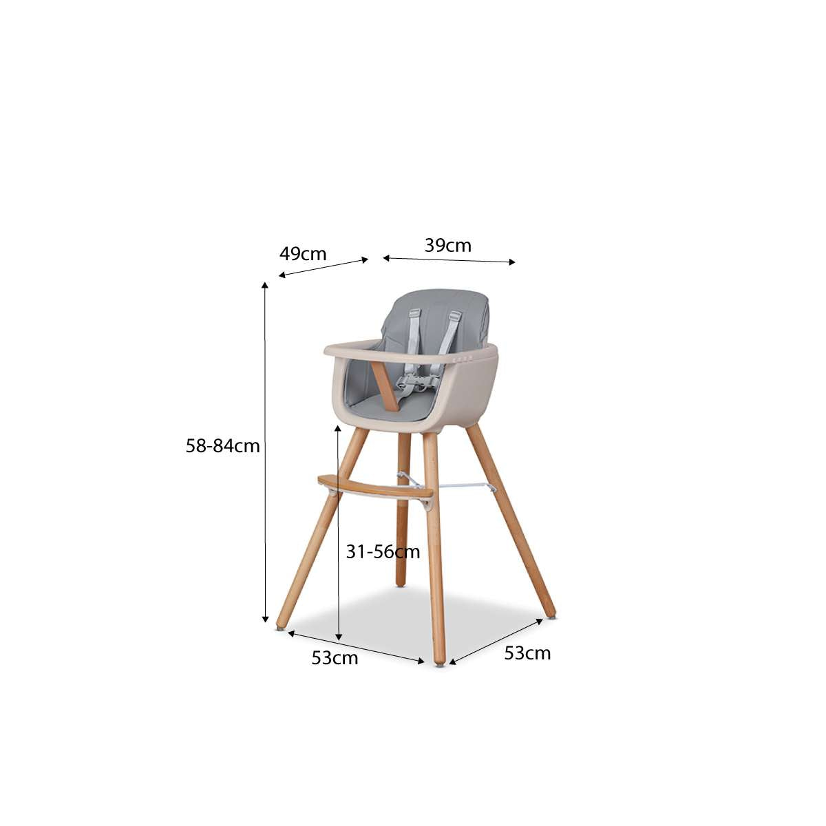 Jenson Natural Highchair - Grey - Mocka New Zealand