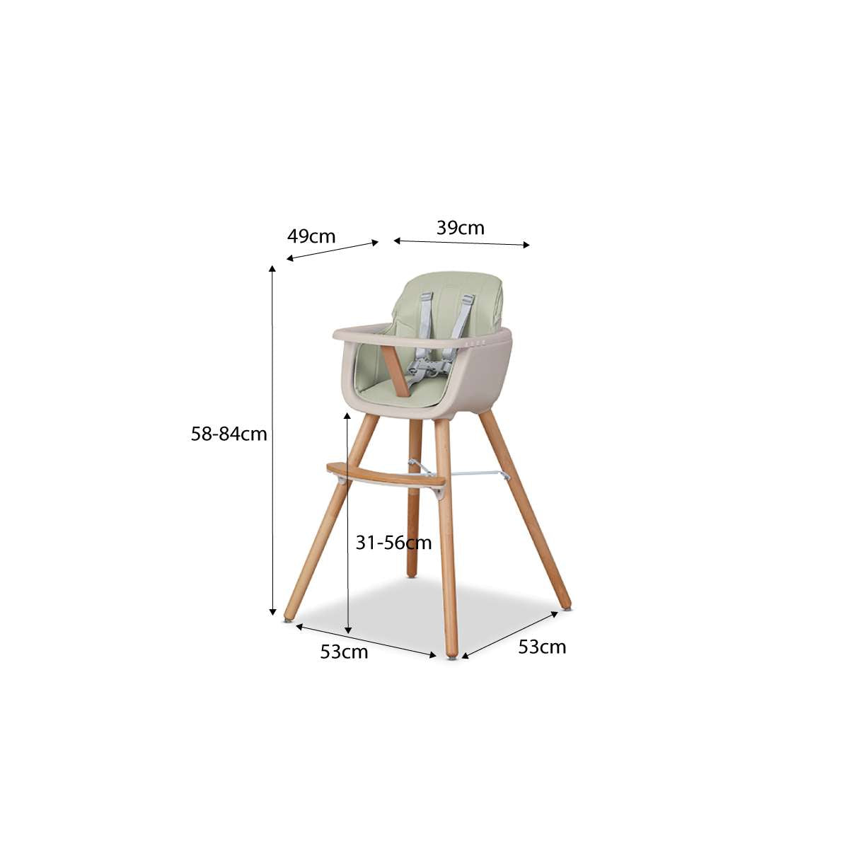 Jenson Natural Highchair - Sage Green - Mocka New Zealand