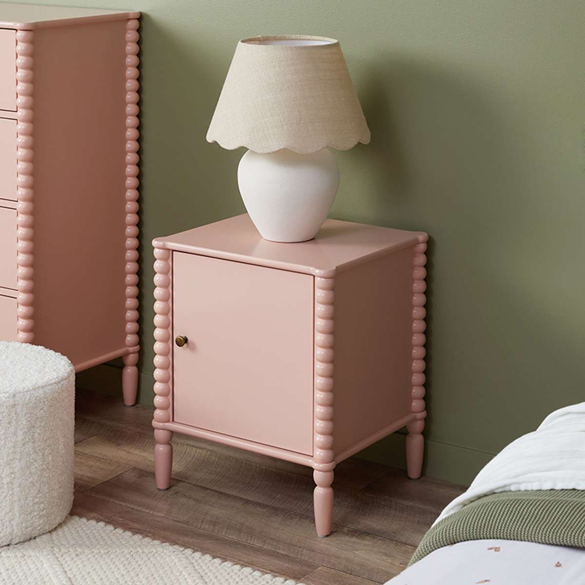 Betti Bobbin Bedside Table - Pink - Mocka New Zealand