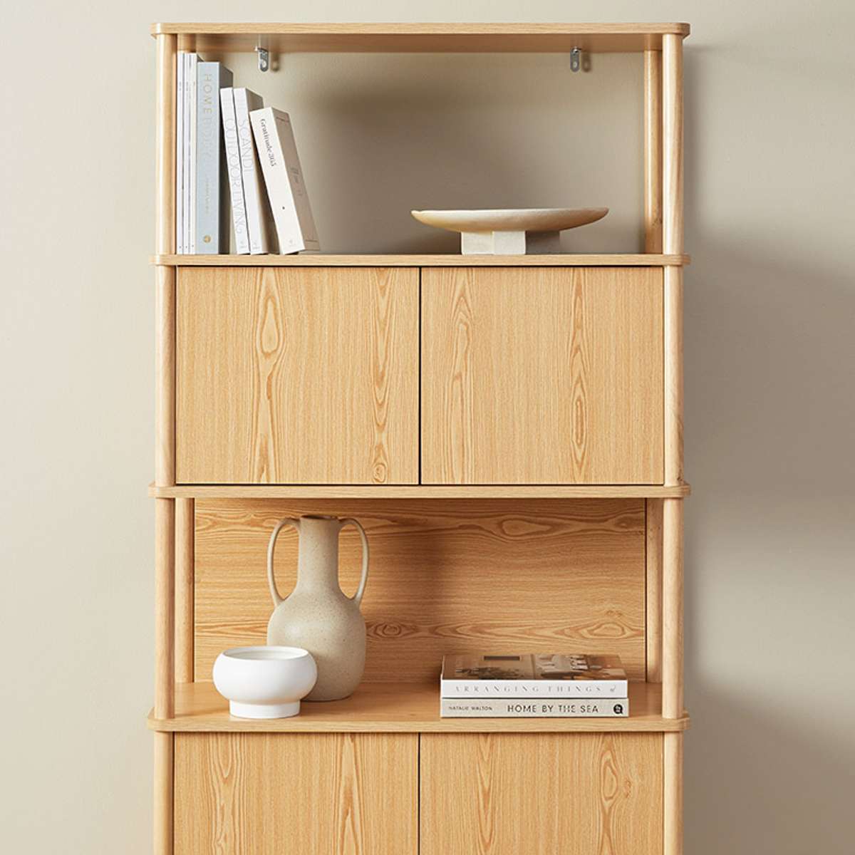 Eden Tall Shelf With Storage - Natural - Mocka New Zealand