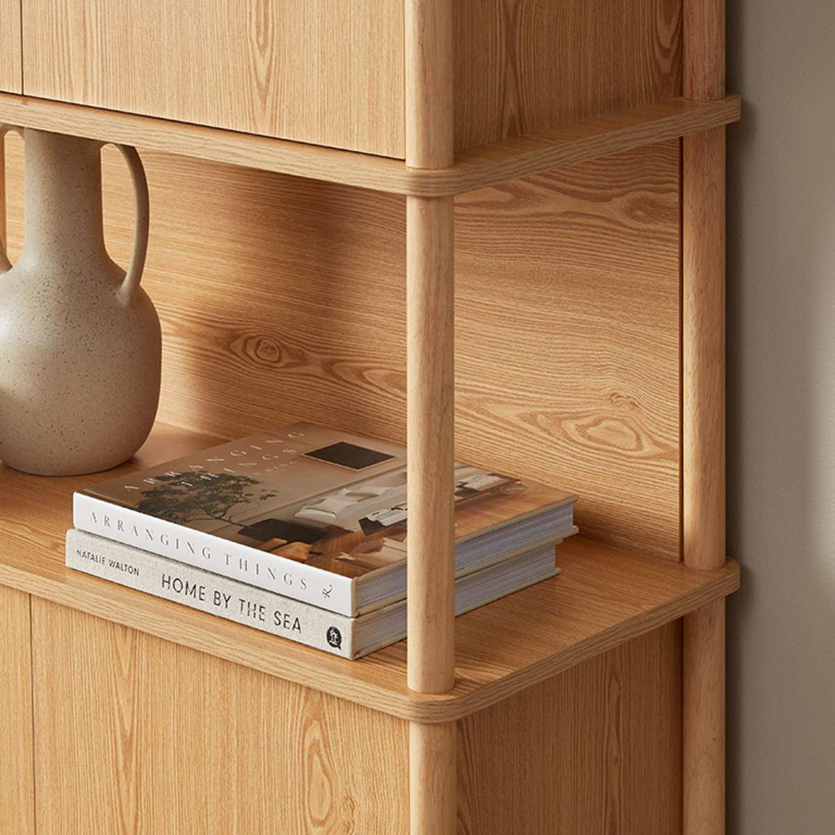 Eden Tall Shelf With Storage - Natural - Mocka New Zealand