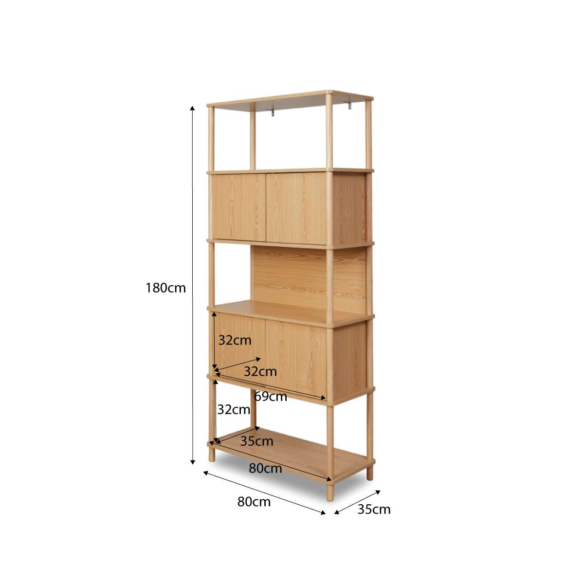 Eden Tall Shelf With Storage - Natural - Mocka New Zealand