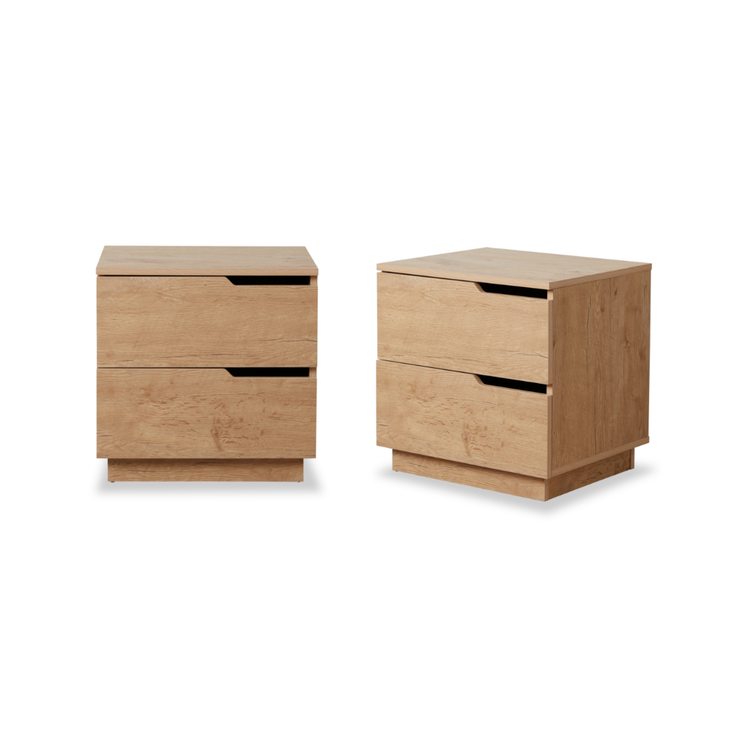 Zack Two Drawer Bedside Table - Natural Bundle - Mocka New Zealand